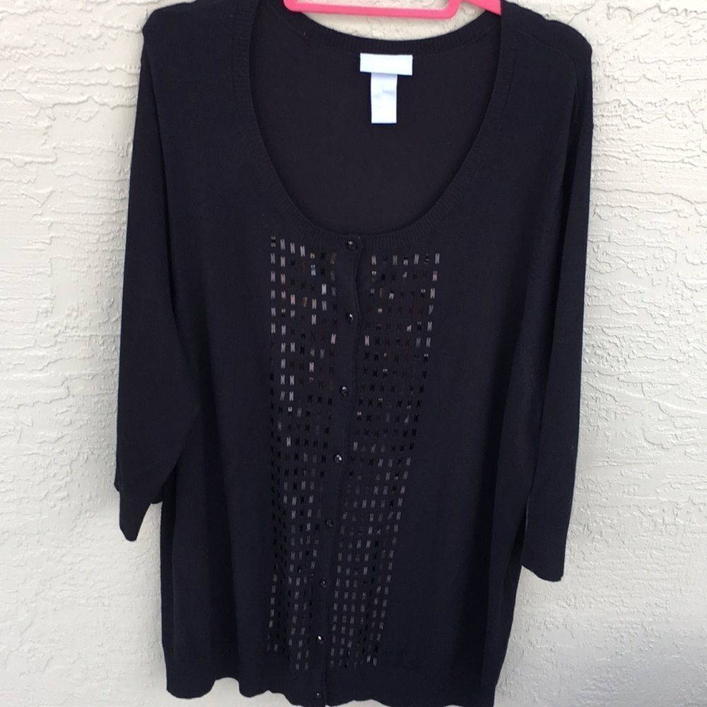 Liz & Me Black Top Size 2X Button Down